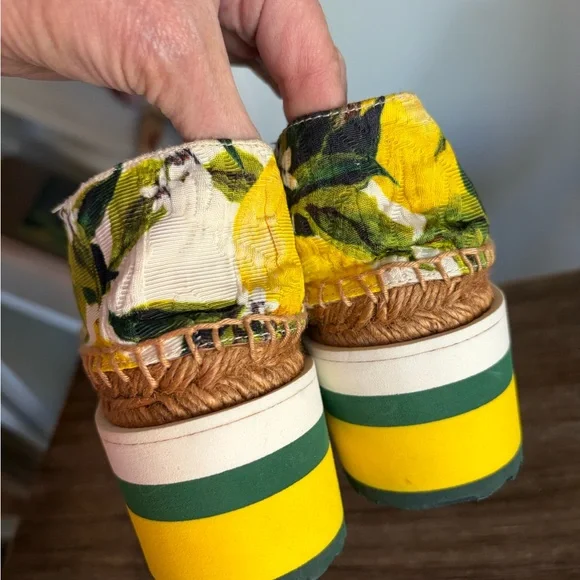 Dolce & Gabbana Yellow Lemon Print Platform Espadrilles - Picture 8 of 10